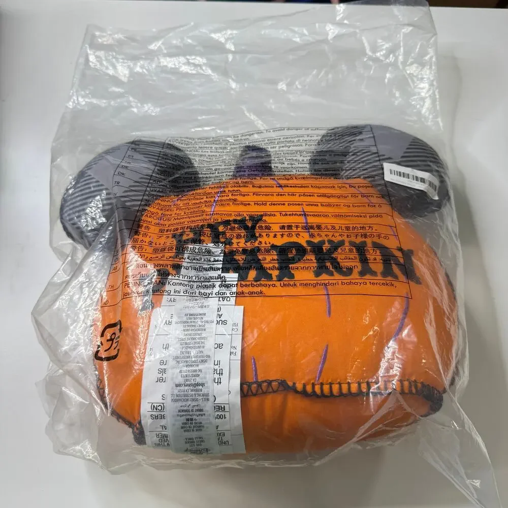 NWT DISNEY PARKS Hey Pumpkin Mickey Head Pillow Orange Halloween